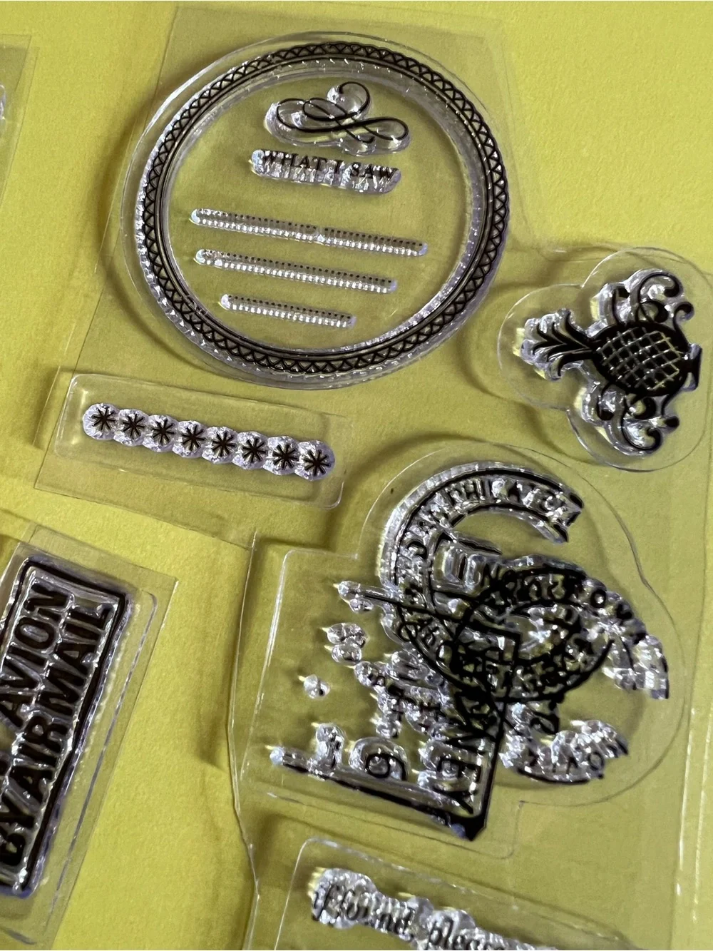 Acrylic Cling Rubber Stamps Lot of 21 Greetings Tags Travel Mail